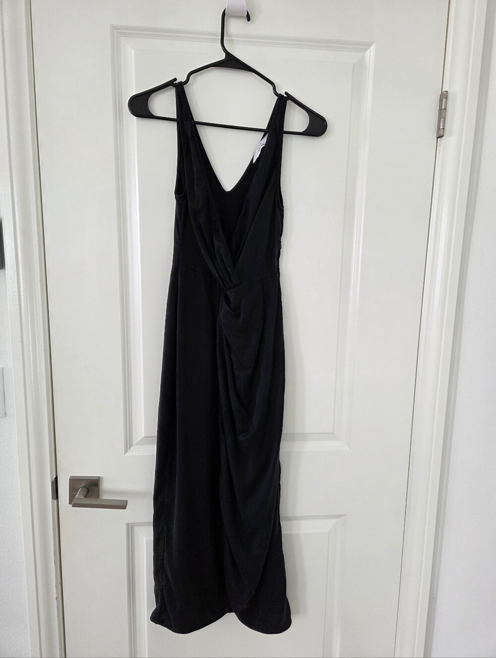 & Other Stories Black Draped V-Neck Midi Dress Sz 0